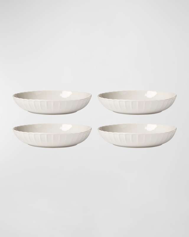 French Perle Groove Dinner Bowls, Set of 4